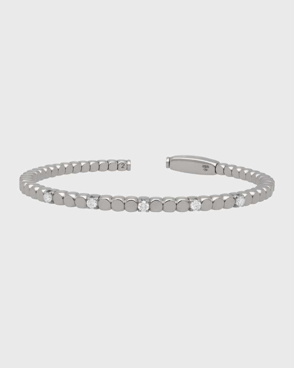 White Gold Dado Bangle with 5 Diamonds